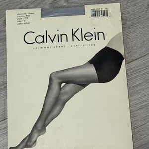 Calvin Klein Silver Shimmer Sheer Control Top Tights Size A